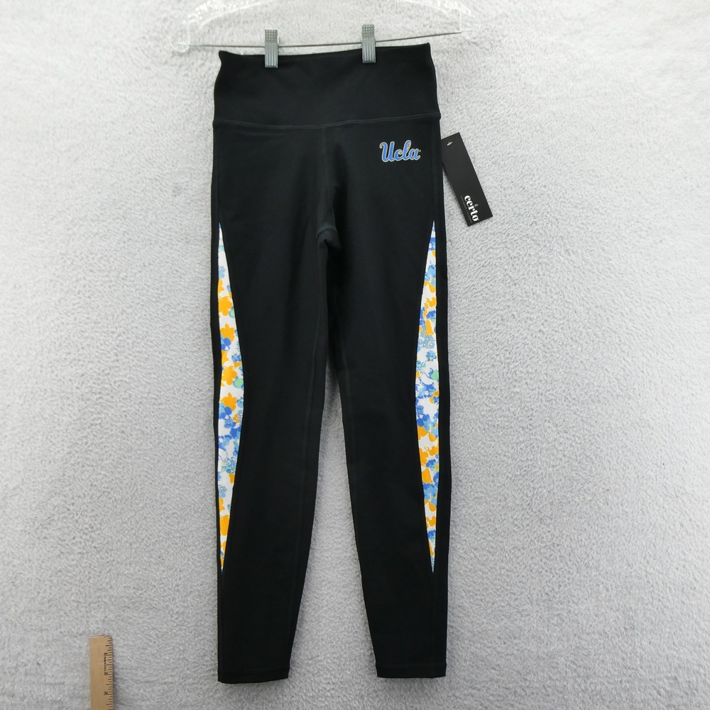 Certo Leggings Women Extra Small UCLA Bruins Black Floral Side Stripe Athletic